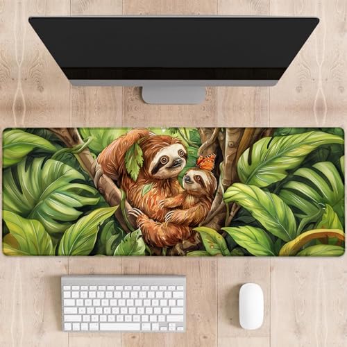 dhakalrlde Faultier-Gaming-Mauspad, große Schreibtischunterlage für Computer, erweiterte Tastatur, Laptop, Mauspad, 80 x 29 cm, rutschfestes Gummi-Mauspad für Bürodekoration, Geschenke (Farbe 24) von dhakalrlde