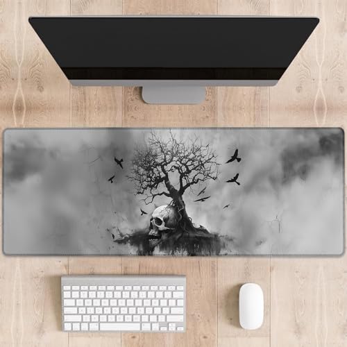 dhakalrlde Gaming-Mauspad im Gothic-Totenkopf-Design, schwarz-weiß, Horror-Kunst-Stil, große Schreibtischunterlage für Computer, erweiterte Tastatur, Laptop, Mauspads, 80 x 29 cm, rutschfestes dhakalrlde Gaming-Mauspad im Gothic-Totenkopf-Design, schwarz-weiß, Horror-Kunst-Stil, große Schreibtischunterlage für Computer, erweiterte Tastatur, Laptop, Mauspads, 80 x 29 cm, rutschfestes von dhakalrlde