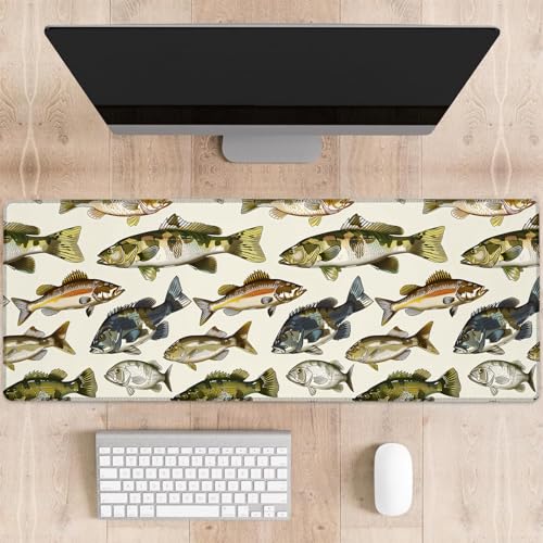 dhakalrlde Gaming-Mauspad im Retro-Fisch-Design, realistische Wasser-Illustration, große Schreibtischunterlage für Computer, erweiterte Tastatur, Laptop, Mauspads, 80 x 29 cm, rutschfestes dhakalrlde Gaming-Mauspad im Retro-Fisch-Design, realistische Wasser-Illustration, große Schreibtischunterlage für Computer, erweiterte Tastatur, Laptop, Mauspads, 80 x 29 cm, rutschfestes von dhakalrlde