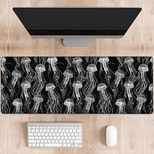 dhakalrlde Gaming-Mauspad mit Quallenmuster, lustige Quallen-Ozean, große Schreibtischunterlage für Computer, erweiterte Tastatur, Laptop, Mauspads, 80 x 29 cm, rutschfestes Gummi-Mauspad für dhakalrlde Gaming-Mauspad mit Quallenmuster, lustige Quallen-Ozean, große Schreibtischunterlage für Computer, erweiterte Tastatur, Laptop, Mauspads, 80 x 29 cm, rutschfestes Gummi-Mauspad für von dhakalrlde