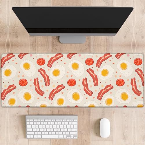 dhakalrlde Gaming-Mauspad mit Speck und Ei, lustiges Frühstücksmuster, große Schreibtischunterlage für Computer, erweiterte Tastatur, Laptop, Mauspads, 80 x 29 cm, rutschfestes Gummi-Mauspad für dhakalrlde Gaming-Mauspad mit Speck und Ei, lustiges Frühstücksmuster, große Schreibtischunterlage für Computer, erweiterte Tastatur, Laptop, Mauspads, 80 x 29 cm, rutschfestes Gummi-Mauspad für von dhakalrlde