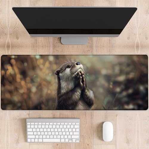 dhakalrlde Gaming-Mauspad mit betendem Otter, groß, niedliches Tier, Schreibtischunterlage für Computer, erweiterte Tastatur, Laptop, Mauspad, 80 x 29 cm, rutschfestes Gummi-Mauspad für Bürodekoration von dhakalrlde
