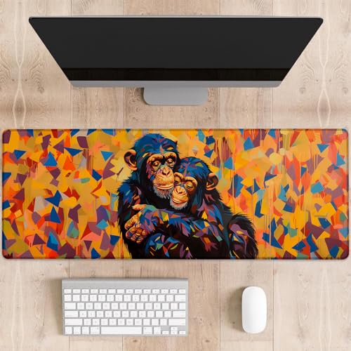 dhakalrlde Gaming-Mauspad mit buntem Schimpansenmotiv, niedliche Affen, große Schreibtischunterlage für Computer, erweiterte Tastatur, Laptop, Mauspads, 80 x 29 cm, rutschfestes Gummi-Mauspad für dhakalrlde Gaming-Mauspad mit buntem Schimpansenmotiv, niedliche Affen, große Schreibtischunterlage für Computer, erweiterte Tastatur, Laptop, Mauspads, 80 x 29 cm, rutschfestes Gummi-Mauspad für von dhakalrlde
