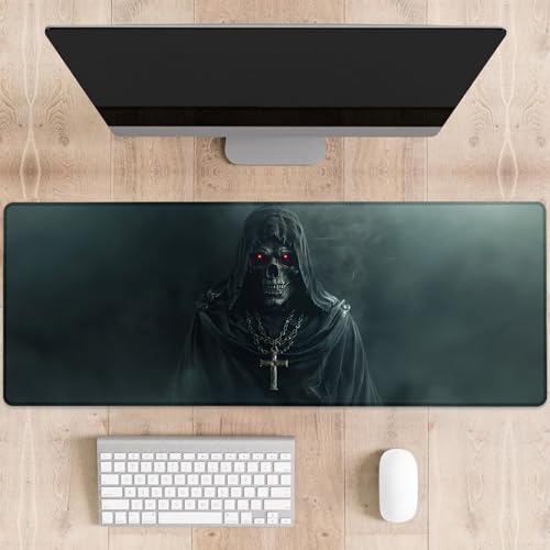 dhakalrlde Gaming-Mauspad mit dunklem Skelett, geheimnisvolles Grim-Design, große Schreibtischunterlage für Computer, erweiterte Tastatur, Laptop, Mauspads, 80 x 29 cm, rutschfestes Gummi-Mauspad für von dhakalrlde