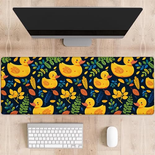 dhakalrlde Gaming-Mauspad mit niedlichem Entenmotiv, entzückende gelbe Enten, große Schreibtischunterlage für Computer, erweiterte Tastatur, Laptop, Mauspad, 80 x 29 cm, rutschfestes Gummi-Mauspad für von dhakalrlde