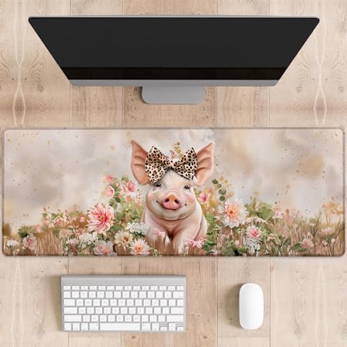 dhakalrlde Gaming-Mauspad mit niedlichem Schwein, bezauberndes Ferkel mit Leopardenschleife, große Schreibtischunterlage für Computer, erweiterte Tastatur, Laptop, Mauspads, 80 x 29 cm, rutschfestes dhakalrlde Gaming-Mauspad mit niedlichem Schwein, bezauberndes Ferkel mit Leopardenschleife, große Schreibtischunterlage für Computer, erweiterte Tastatur, Laptop, Mauspads, 80 x 29 cm, rutschfestes von dhakalrlde