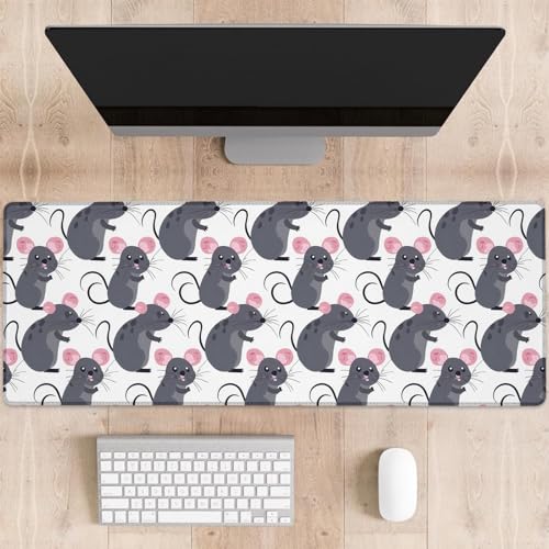 dhakalrlde Gaming-Mauspad mit niedlicher Ratte, bezaubernde graue Mäuse, große Schreibtischunterlage für Computer, erweiterte Tastatur, Laptop, Mauspad, 80 x 29 cm, rutschfestes Gummi-Mauspad für dhakalrlde Gaming-Mauspad mit niedlicher Ratte, bezaubernde graue Mäuse, große Schreibtischunterlage für Computer, erweiterte Tastatur, Laptop, Mauspad, 80 x 29 cm, rutschfestes Gummi-Mauspad für von dhakalrlde