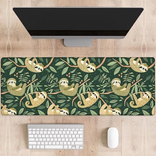 dhakalrlde Lustiges Faultier-Gaming-Mauspad, niedliche Faultiere, die an Ästen hängen, große Schreibtischunterlage für Computer, erweiterte Tastatur, Laptop, Mauspads, 80 x 29 cm, rutschfestes von dhakalrlde