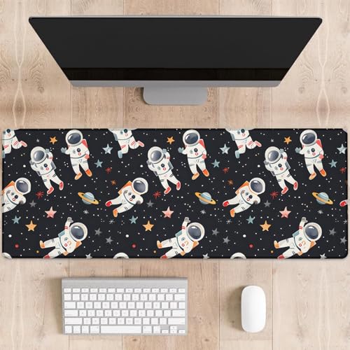 dhakalrlde Niedliches Astronauten-Gaming-Mauspad, Cartoon-Astronauten im Weltraum, große Schreibtischunterlage für Computer, erweiterte Tastatur, Laptop, Mauspads, 80 x 29 cm, rutschfestes dhakalrlde Niedliches Astronauten-Gaming-Mauspad, Cartoon-Astronauten im Weltraum, große Schreibtischunterlage für Computer, erweiterte Tastatur, Laptop, Mauspads, 80 x 29 cm, rutschfestes von dhakalrlde