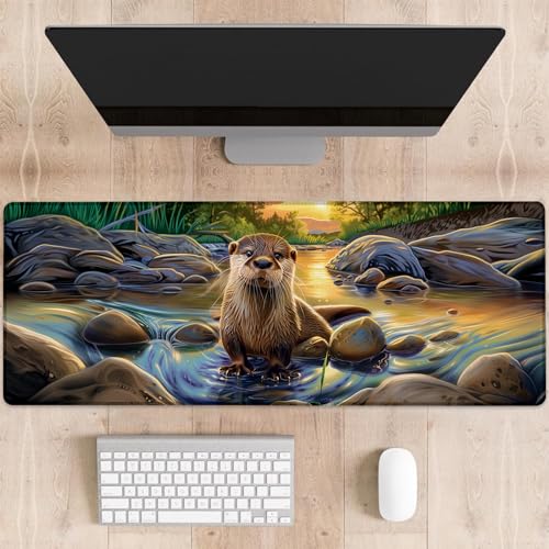 dhakalrlde Otter Gaming-Mauspad, große Schreibtischunterlage für Computer, erweiterte Tastatur, Laptop, Mauspads, 80 x 29 cm, rutschfestes Gummi-Mauspad für Bürodekoration, Geschenke (Farbe 32) von dhakalrlde