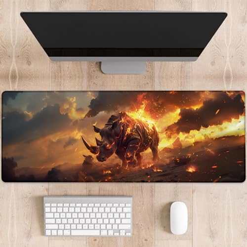 dhakalrlde Rhino Gaming-Mauspad, große Schreibtischunterlage für Computer, erweiterte Tastatur, Laptop, Mauspads, 80 x 29 cm, rutschfestes Gummi-Mauspad für Bürodekoration, Geschenke (Farbe 42) von dhakalrlde