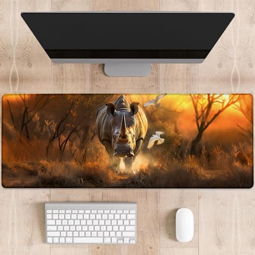 dhakalrlde Rhino Gaming-Mauspad, große Schreibtischunterlage für Computer, erweiterte Tastatur, Laptop, Mauspads, 80 x 29 cm, rutschfestes Gummi-Mauspad für Bürodekoration, Geschenke (Farbe 45) von dhakalrlde