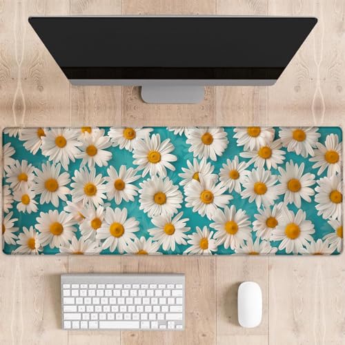 dhakalrlde Schönes Gänseblümchen-Gaming-Mauspad, groß, fröhliches weißes Blumendesign, Schreibtischunterlage für Computer, erweiterte Tastatur, Laptop, Mauspads, 80 x 29 cm, rutschfestes Gummi-Mauspad dhakalrlde Schönes Gänseblümchen-Gaming-Mauspad, groß, fröhliches weißes Blumendesign, Schreibtischunterlage für Computer, erweiterte Tastatur, Laptop, Mauspads, 80 x 29 cm, rutschfestes Gummi-Mauspad von dhakalrlde