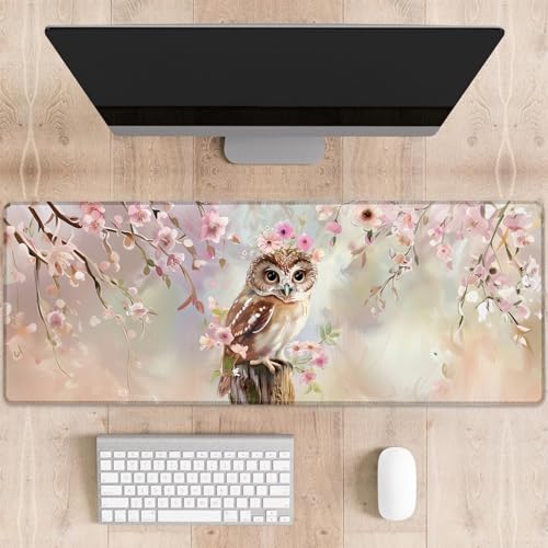 dhakalrlde Schönes Gaming-Mauspad mit Eulen, groß, bezauberndes Walddesign, Schreibtischunterlage für Computer, erweiterte Tastatur, Laptop, Mauspads, 80 x 29 cm, rutschfestes Gummi-Mauspad für von dhakalrlde