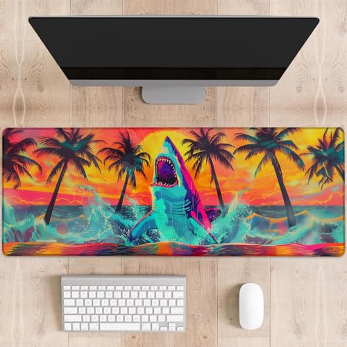 dhakalrlde Shark Gaming-Mauspad, große Schreibtischunterlage für Computer, erweiterte Tastatur, Laptop, Mauspads, 80 x 29 cm, rutschfestes Gummi-Mauspad für Bürodekoration, Geschenke (Farbe 19) von dhakalrlde