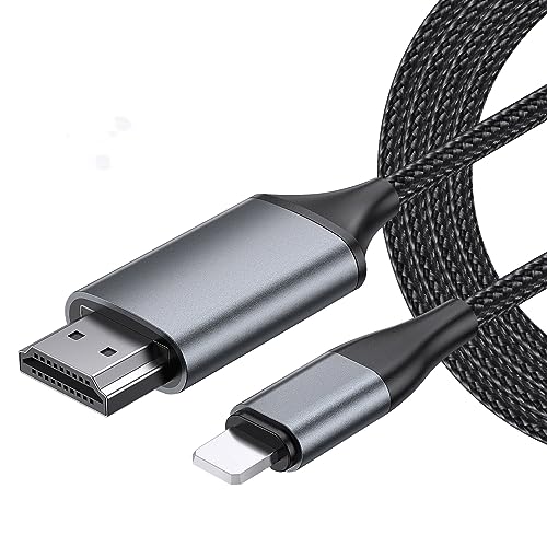 [4M Long Version] HDMI Cable for iPhone, HDMI Converter Cable, Telephone/Pad/Pod to TV, HDMI Connection Cable, OS 11, 12, 13, 14, YouTube TV Output, High Definition HD1080P Grey von dibdib