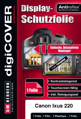 digiCOVER Premium Canon Digital IXUS 220 HS passgenaue antireflex Schutzfolie von digiCOVER