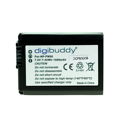 digibuddy ® Premium Akku für Sony NP-FW50 Li-Ion - KAPAZITÄTSGEPRÜFT 1030 mAh - Premium AKKU DER NEUSTEN Generation - Kompatibilitätsliste befindet Sich in der Beschreibung von digibuddy