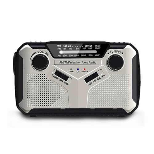 dijiusidy Tragbares Kurbelradio, Dynamo, SOS Notfall Taschenlampe, AM/FM, tragbarer Handy Akku ist in Krisenzeiten Immer online, grau dijiusidy Tragbares Kurbelradio, Dynamo, SOS Notfall Taschenlampe, AM/FM, tragbarer Handy Akku ist in Krisenzeiten Immer online, grau von dijiusidy