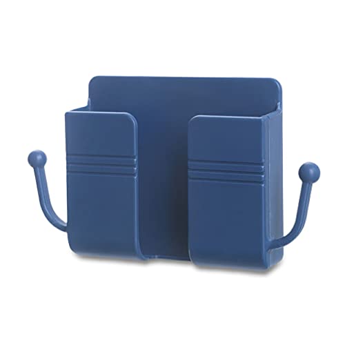 dijiusidy Wandmontierter Telefonhalter Fernbedienung Organizer Multifunktionaler Schlüsselanhänger Hotel Aufbewahrungsbox Container mit Haken, Blau von dijiusidy