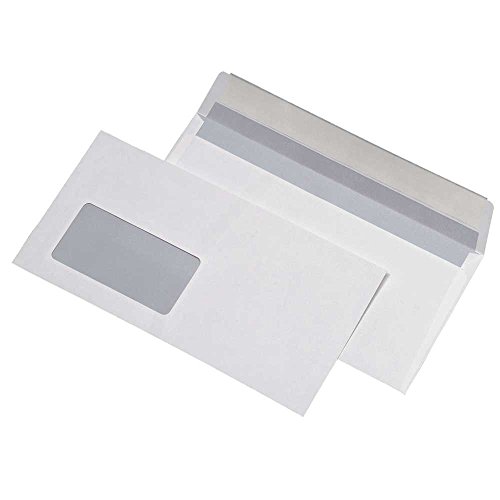 1000 Briefumschläge DIN Lang 110 x 220 mm mit Fenster haftklebend 80g/m² HK weiss dimapax von dimapax