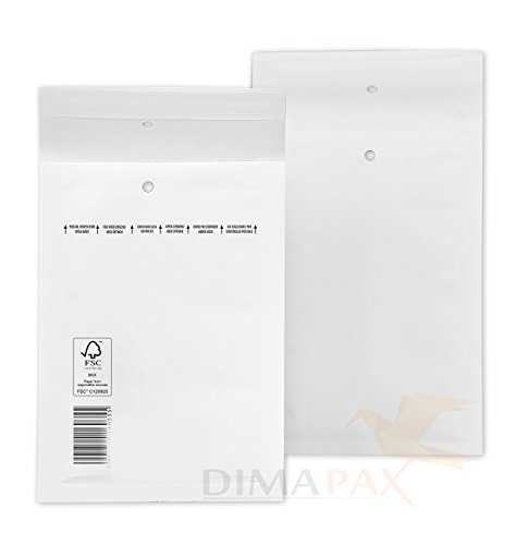 200 Stück Luftpolstertaschen Größe: A1, weiß, Außenmaß in mm: 120x175, Innenmaß in mm: 95x165,dimapax von dimapax