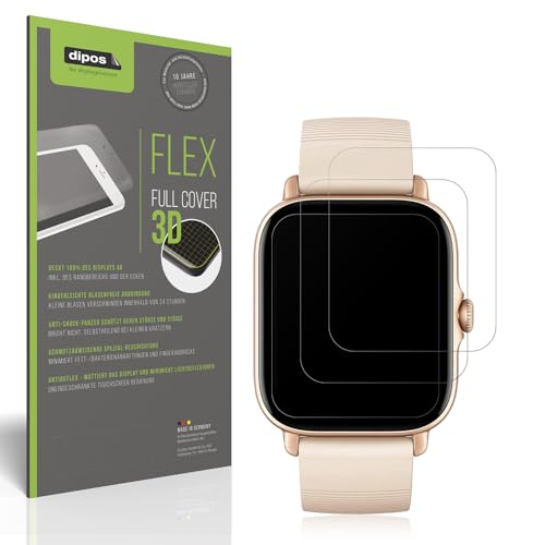 dipos Flex 2X Schutzfolie matt passend für Amazfit GTS 3, Antireflex, 100% Displayabdeckung, Fingerprint Kompatibel, case-Friendly, Full Cover Displayschutz Folie von dipos