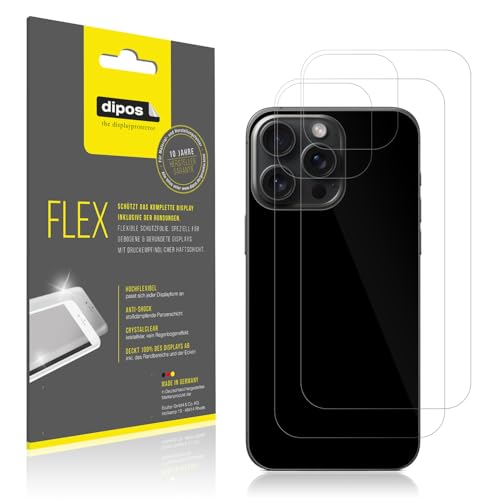dipos FLEX 2x Schutzfolie klar passend für Apple iPhone 16 Pro Rückseite, 100% Displayabdeckung, Anti-Shock, Fingerprint Kompatibel, Case-Friendly, Full Cover Displayschutz Folie dipos FLEX 2x Schutzfolie klar passend für Apple iPhone 16 Pro Rückseite, 100% Displayabdeckung, Anti-Shock, Fingerprint Kompatibel, Case-Friendly, Full Cover Displayschutz Folie von dipos