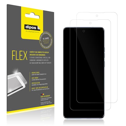 dipos FLEX 2x Schutzfolie klar passend für Motorola Edge 40, 100% Displayabdeckung, Anti-Shock, Fingerprint Kompatibel, Case-Friendly, Full Cover Displayschutz Folie von dipos