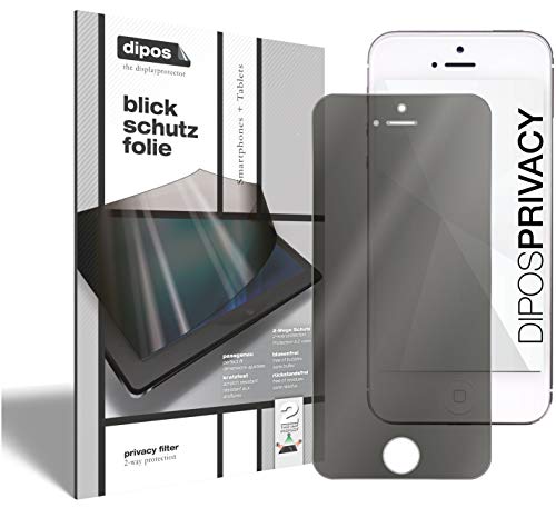 dipos I 2-Wege Blickschutzfolie kompatibel mit Apple iPhone 5 (Im Hochformat) 2 Stück I Sichtschutz-Folie Display-Schutzfolie Privacy-Screen - Schützt gegen seitliche Blicke von dipos