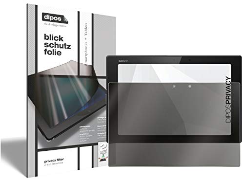 dipos I 2-Wege Blickschutzfolie kompatibel mit Sony Xperia Tablet Z2 (Im Hochformat) 2 Stück I Sichtschutz-Folie Display-Schutzfolie Privacy-Screen - Schützt gegen seitliche Blicke von dipos