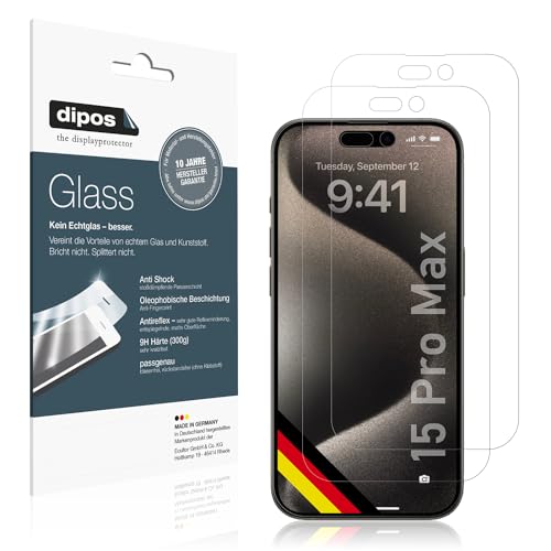 dipos I 2X Displayschutz 9H matt kompatibel mit Apple iPhone 15 Pro Max Schutzfolie Anti-Shock Folie dipos I 2X Displayschutz 9H matt kompatibel mit Apple iPhone 15 Pro Max Schutzfolie Anti-Shock Folie von dipos