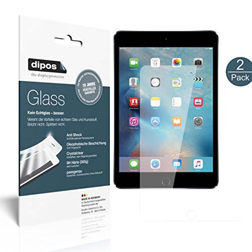 dipos I 2X Displayschutz klar kompatibel mit Apple iPad Mini 4 (2015) Schutzfolie 9H Anti-Shock von dipos