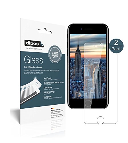 dipos I 2X Displayschutz klar kompatibel mit Apple iPhone SE (2020) Schutzfolie 9H Anti-Shock (bewusst Kleiner als das Glas, da Dieses gewölbt ist) von dipos