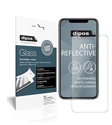 dipos I 2X Displayschutz matt kompatibel mit Apple iPhone 11 Schutzfolie 9H Anti-Shock (bewusst Kleiner als das Glas, da Dieses gewölbt ist) von dipos