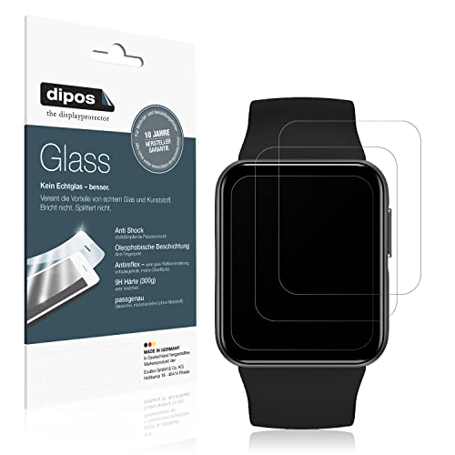 dipos I 2X Displayschutz matt kompatibel mit GRV Smartwatch Schutzfolie 9H Anti-Shock (bewusst Kleiner als das Glas, da Dieses gewölbt ist) von dipos