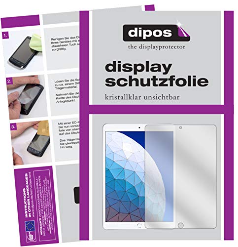 dipos I 2X Schutzfolie klar kompatibel mit Apple iPad Air (3.Gen 2019) 10.5 Zoll Folie Displayschutzfolie von dipos