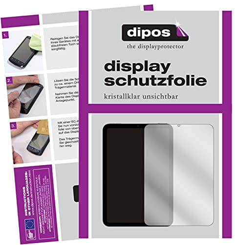 dipos I 2X Schutzfolie klar kompatibel mit Apple iPad Mini 6 Folie Displayschutzfolie von dipos