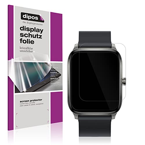 dipos I 2x Schutzfolie klar kompatibel mit Haylou GST Smartwatch Folie Displayschutzfolie (bewusst kleiner als das Glas, da dieses gewölbt ist) von dipos