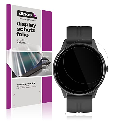 dipos I 2x Schutzfolie klar kompatibel mit Lytimes 1,3 Zoll Smartwatch Folie Displayschutzfolie (bewusst kleiner als das Glas, da dieses gewölbt ist) von dipos