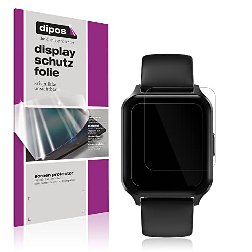 dipos I 2X Schutzfolie klar kompatibel mit Touchelex 1,52 Zoll Smartwatch Folie Displayschutzfolie (bewusst Kleiner als das Glas, da Dieses gewölbt ist) von dipos