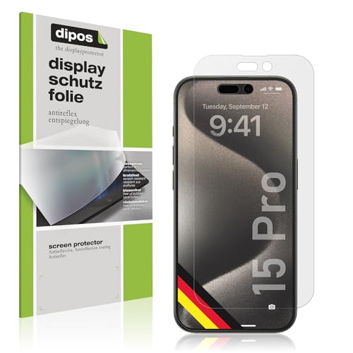 dipos I 2X Schutzfolie matt kompatibel mit Apple iPhone 15 Pro Folie Displayschutzfolie von dipos