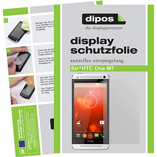 dipos I 2X Schutzfolie matt kompatibel mit HTC One M7 Folie Displayschutzfolie von dipos