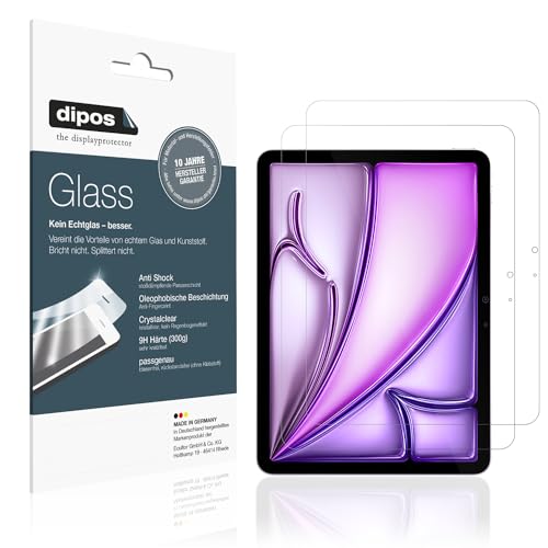 dipos I 2X Displayschutz 9H klar kompatibel mit Apple iPad Air 11 Zoll M2 2024 Schutzfolie Anti-Shock Folie (A2902+ A2903) von dipos