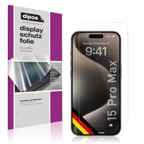 dipos I 5X Schutzfolie kompatibel mit Apple iPhone 15 Pro Max Displayschutz-Folie klar von dipos
