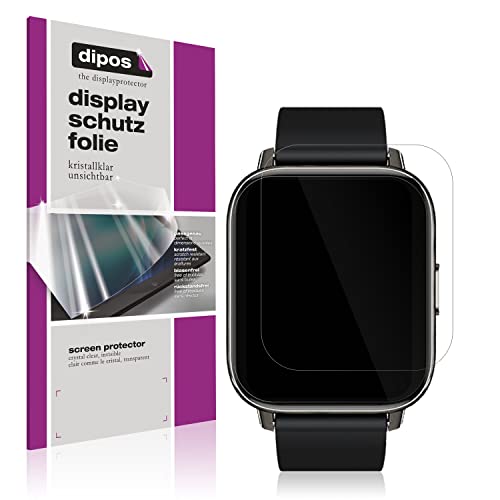 dipos I 6x Schutzfolie klar kompatibel mit Rinsmola 1,69 Zoll Smartwatch Folie Displayschutzfolie (bewusst kleiner als das Glas, da dieses gewölbt ist) von dipos