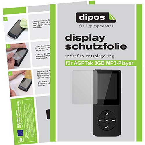 dipos I 6X Schutzfolie matt kompatibel mit AGPTek 8GB MP3-Player Folie Displayschutzfolie von dipos