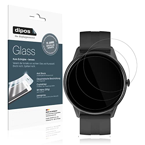 dipos I 9H Displayschutz kompatibel mit Lytimes 1,3 Zoll Smartwatch Schutzfolie Anti-Shock Folie (Kleiner als das Glas, da Dieses gewölbt ist) von dipos