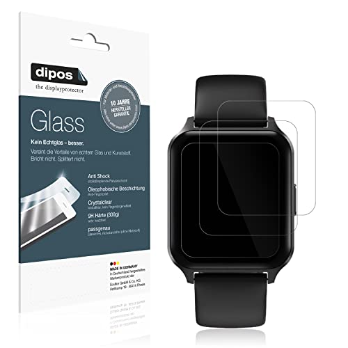 dipos I 9H Displayschutz kompatibel mit Touchelex 1,52 Zoll Smartwatch Schutzfolie Anti-Shock Folie (Kleiner als das Glas, da Dieses gewölbt ist) von dipos