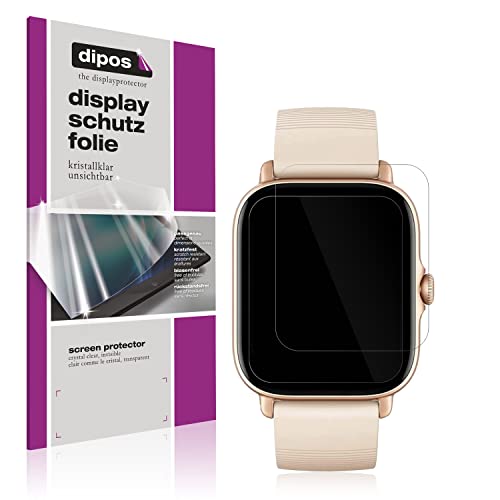 dipos I Schutzfolie kompatibel mit Amazfit GTS 3 Displayschutz-Folie klar (Kleiner als das Glas, da Dieses gewölbt ist) von dipos